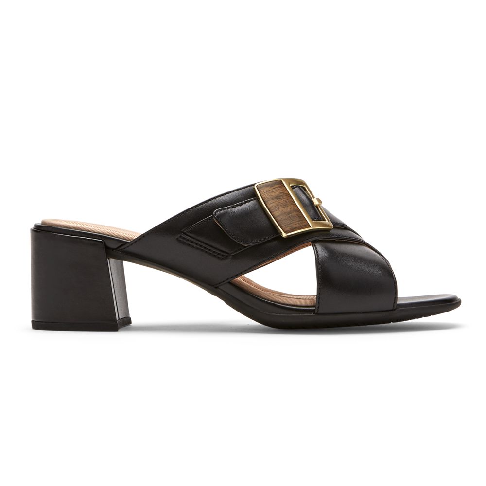 Sandali Rockport Donna - Total Motion Alaina Buckle Slide - Nere - INRKMXT-20